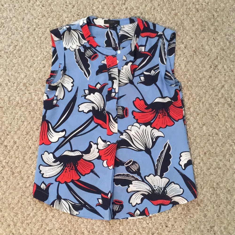 J Crew Silk Popover Sleeveless Blouse Top 0
